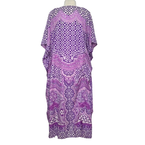Miss Lavish London Boho Kaftan Dress Mumu Womens Size 14-18 Purple New - Picture 3 of 10